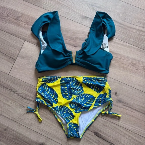 Sporlike Flounce Ruffle High Waisted Bikini Medium - Picture 3 of 7